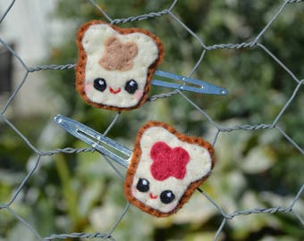 Peanut Butter and Jelly Sandwich Hair Clips