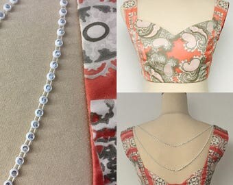 Indian Saree Blouse sweatheart neckline, scalloped back Peach and Silver, Peacock Blue, Baby Pink and Sequins.