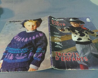 Knitting Patterns, Kid Knits by Patons, Book 517, 12 Designs, 1987 Sweaters for Children