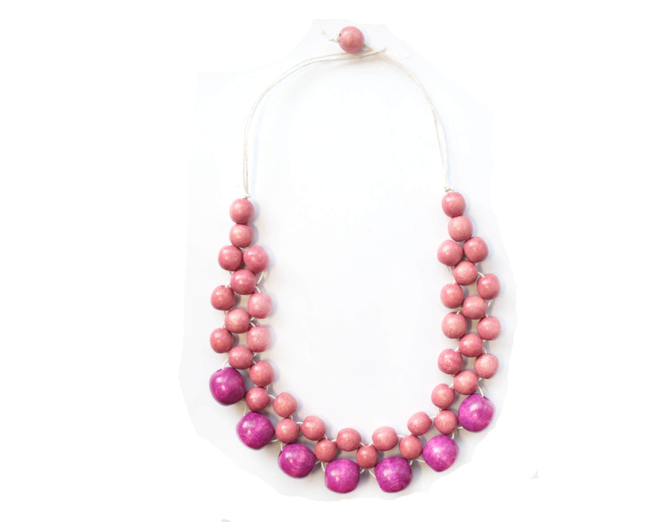 Pink Bead Necklace Chunky Colourful Jewelry Pale Pink Necklace