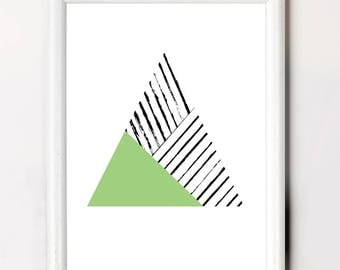 Green Minimalist Poster, Green Triangle, Tending Colour Poster, Minimalist Triangle Poster, Greenery Poster Art, Popular Poster Downloadable