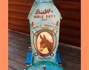 Custom trophy saddle stand, personalized award saddle stand, custom order for association award, personalized gifts, horse show, rodeo award