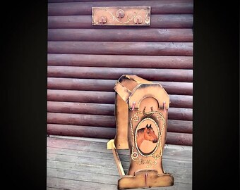 Custom saddle stand with matching bridle display, matching saddle set, saddle rack and western bridle hanger, matching western display set