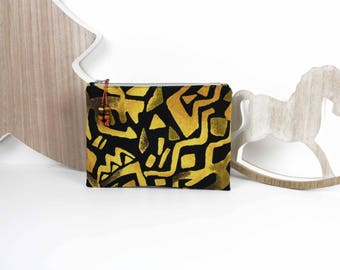Sac Zippé En Tissu Joconde à Moustache Fait Main - Noir - Neuf (sans étiquette)