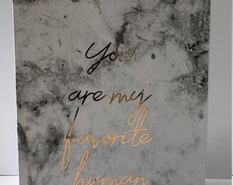 Marble and Rose Gold Foil Valentine's Day Card Anniversary Card Favorite Human Modern Card Classy Card