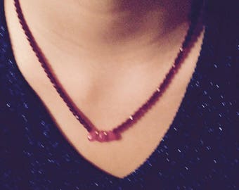 Pink Pearl Burgundy with three drops necklace