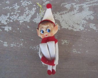 Vintage Japan Knee Hugger Elf Ornament Vintage Elf Ornament