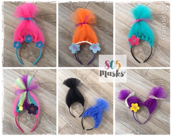 Trolls Inspired Headbands, Girls Head bands, Troll Costumes, Poppy Headband, Branch Headband, Trolls Halloween, Troll Hair, Trolls Birthday