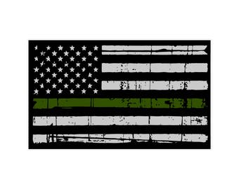 Thin green line flag | Etsy