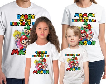 Super Mario Bros Birthday Shirt Custom Super Mario Birthday Party Shirt Add Personalize Name & Age