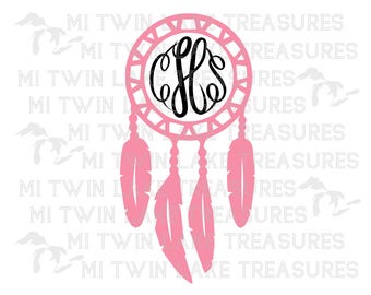 Dream Catcher SVG, Instant & Digital Download, For Silhouette and Cricut, Monogram Boho Hippie Decor, DIY, Personal and Commercial Use