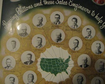 Vintage 1950s BUTTON STORE DISPLAY w/ Buttons!