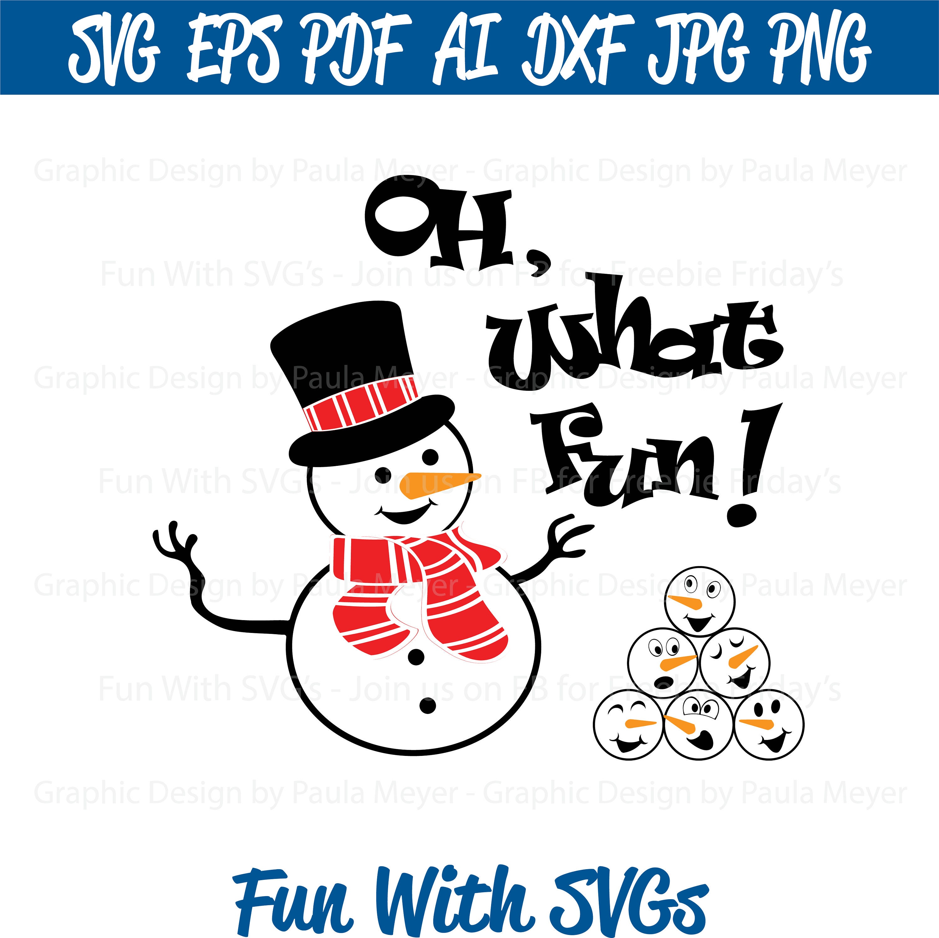 Download Snowman Oh What Fun SVG Cut File High Resolution Printable