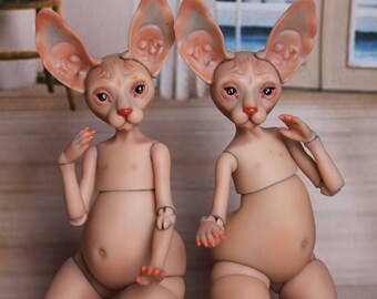 OOAK bjd resin doll sphynx cat. Ball jointed doll by Juliya Nechaeva . 30 cm tall. Free shipping!