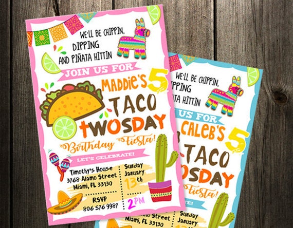 Taco Twosday Birthday Invitations 1