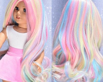 Custom Doll Wig Deluxe Heat safe fibers for 18" American Girl Dolls, My Life, Journey Girls