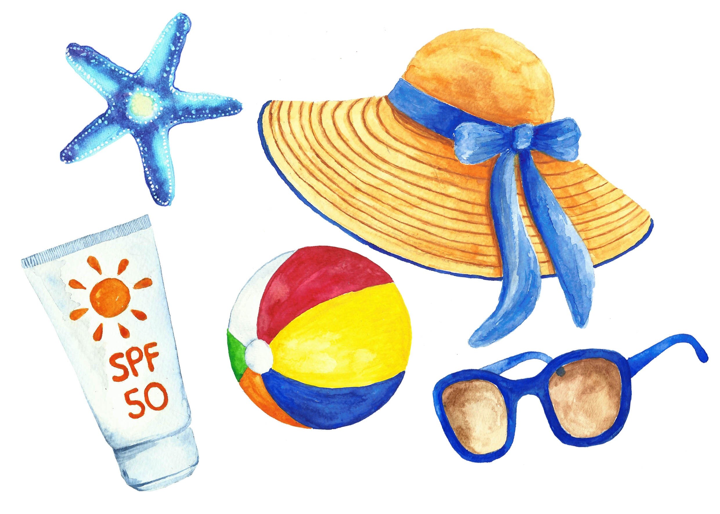 Summer & Beach Watercolor Clipart Summer Clip Art Beach Clip Art Summer & Beach Watercolor Clipart Summer Clip Art Beach Clip Art
