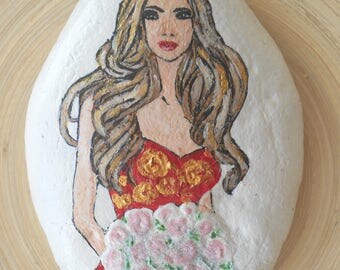 Hand Painted Stones,Home Decor,Painted Rock, Pebble,Acrylic, face portrait