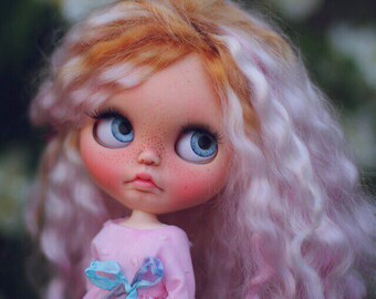 Custom Blythe Dolls For Sale by Romy• ooak custom Blythe doll FAKE base doll with a mohair weft hair
