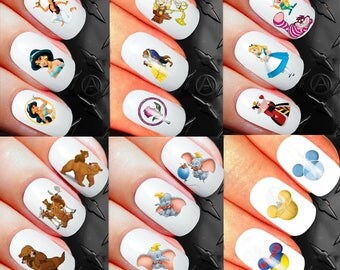 400+ Disney Nail stickers Decals kit 2 brother bear alice jasmine aladdin mickey mouse minnie mouse heads assortment