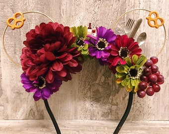 Epcot Food and Wine Festival 2017 Floral Wire Ears Disney Mickey Headband