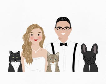 Custom portrait. Custom family portrait. Father's day gift. Custom portrait illustration. Gift for co worker. Anniversary gifts Personalized