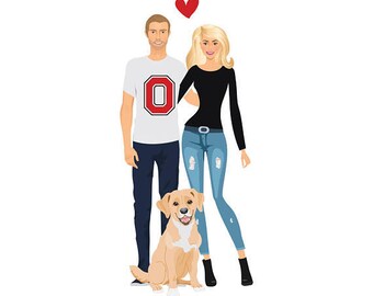 Illustrato il ritratto delle coppie (File digitale) | Anniversario | Personalizzata regalo | Regalo di nozze | Regali per le coppie | Illustrazione delle coppie
