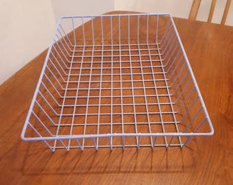 Vintage Baby Blue Wire Office Tray Desk Organiser