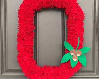 The Ohio State University block o, Ohio state block o felt wreath, Block O, OSU block O, OSU wreath, red OSU wreath,