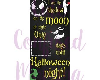 Halloween Countdown Svg-Nightmare Before Christmas-Halloween Sign Svg-Instant Download-Cricut-Jack Skellington-Sally-Oogie Boogie-Zero