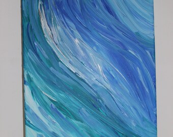 Water H20 canvas painting wall art home decor interior design blue acrylic