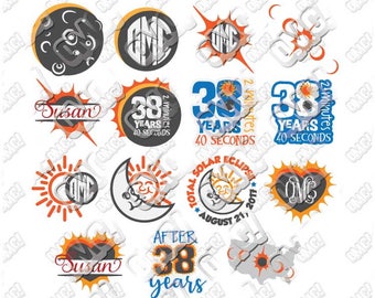 Solar Eclipse Clipart SVG Bundle August 21 USA America 38 years svg dxf eps jpeg format layered cutting files die cut cricut silhouette