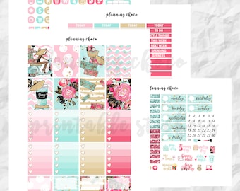 Summer riding printable planner stickers /EC vertical weekly kit / ECLP / pdf, jpg, cut files / glitter