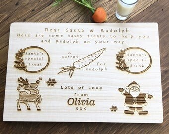 Santa Board, Christmas Eve Board, Wooden Santa Plate, Santa Tray, Cookies for Santa, Santa snack board, Rudolph Snack Board, Santa Platter