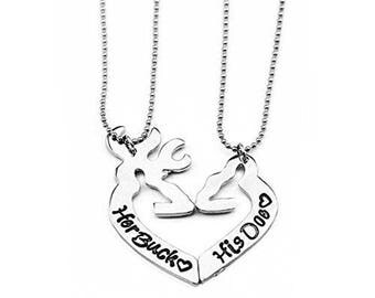 Her Buck His Doe, Couples Necklace, Girlfriend Gift, Relationship Jewelry, Anniversary Gifts For Women, Couples Jewelry, Necklace Set,