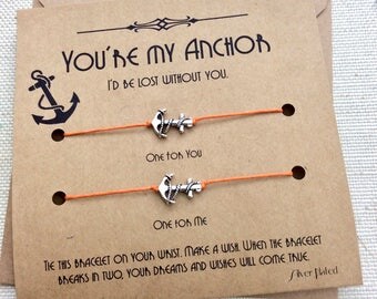 His And Hers Bracelets Friends Bracelets Anchor Bracelet Set Matching Bracelets For Couples Bracelet Set Sister Nautical Bracelets