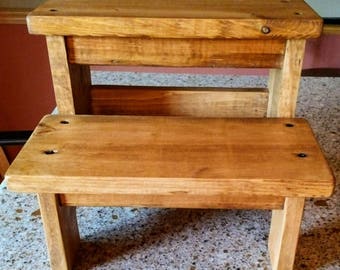 Rustic two step stool, wood step stool, Wood pet steps, wood pet steps, Wood dog steps, kid stool, child stool