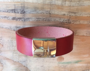Handmade veg tanned leather cuff bracelet