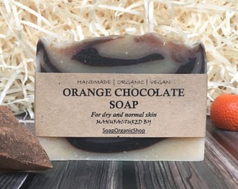 Orange soap Essential oils soap Women soap Vegan soap Dry skin soap Handmade soap Rustic Soap Chocolate Soap Gift Natural soap Facial