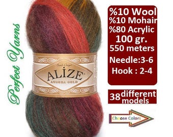 Alize Angora Gold Batik, wool yarn, mohair yarn, acrylic yarn, Angora Yarn, Batik yarn, Knitting yarn, Crochet yarn, multicolor yarn, soft