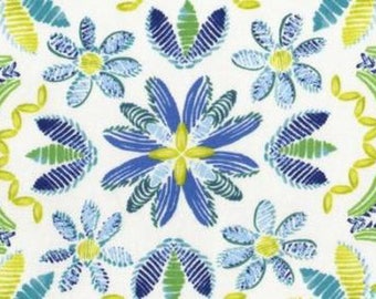 tissu PATCHWORK motif ikat bleu turquoise DEARSTELLADESIGN