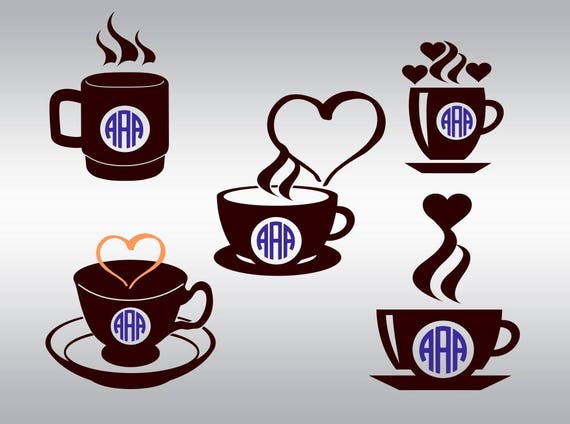 Download Coffee cup monogram SVG Clipart Cut Files Silhouette Cameo Svg
