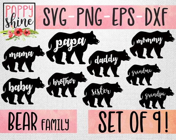 Download Bear Family Bundle svg png dxf eps Cutting File for Cricut and