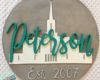 24" circle | Family Established Sign | Custom Sign | Wood Cutout | Home Decor | 3D Letters | LDS Temple | Wood Temple Cutout | Wedding gift