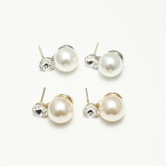 Swarovski Crystal & Pearl stud earrings Sterling Silver