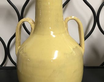 Vase/Yellow/Handel's/Flower/Pottery/Hand Made/ Signed and Stamped