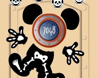 Disney Cruise Door Magnets Skeleton Mickey Mouse for Halloween (not paper) with personlized Mickey & Minnie magnets for family