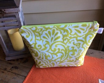 Green and white Oversized Knitting Project Bag