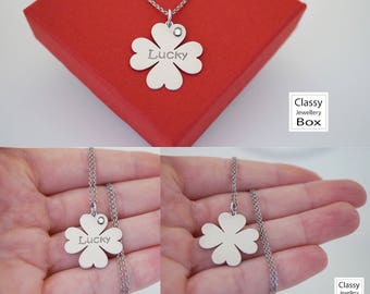Sterling silver lucky four leaf clover necklace, celebrity necklace, jewelry, sterling silver jewelry, lucky clover jewelry, good luck