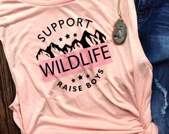boy mom shirt/boy mom tank/boy mom tee/raising boys/mom of boys/support wildlife raise boys/raise boys/wildlife tee/mom shirt/mom life/badge